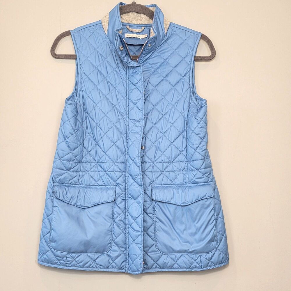 Peter Millar Addison Quilted Travel Vest Arctic Sky Ice Blue Women Small EUC